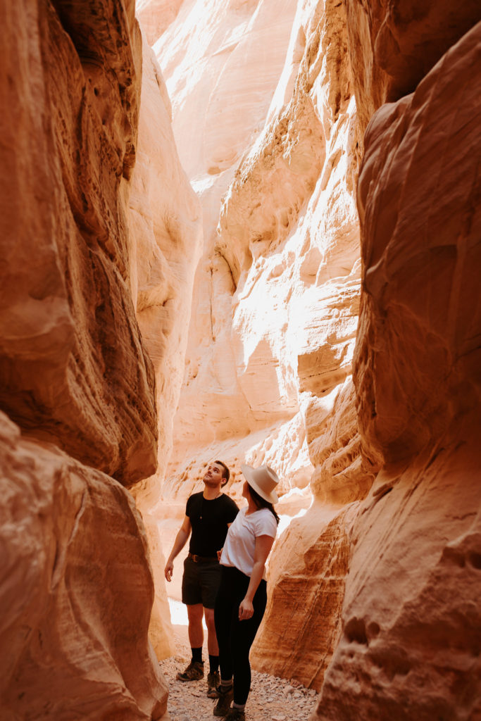 Exploring the slot canyons on White Domes Trail, Valley of Fire State Park.