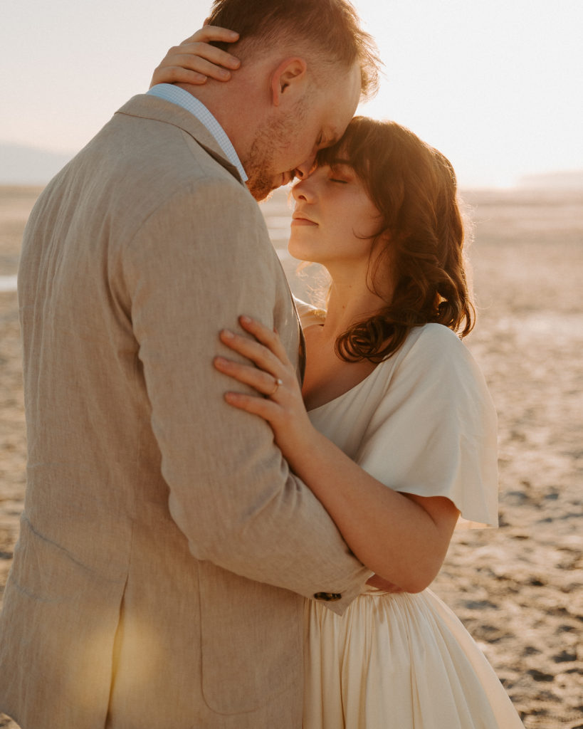 sunset elopement at the great saltair