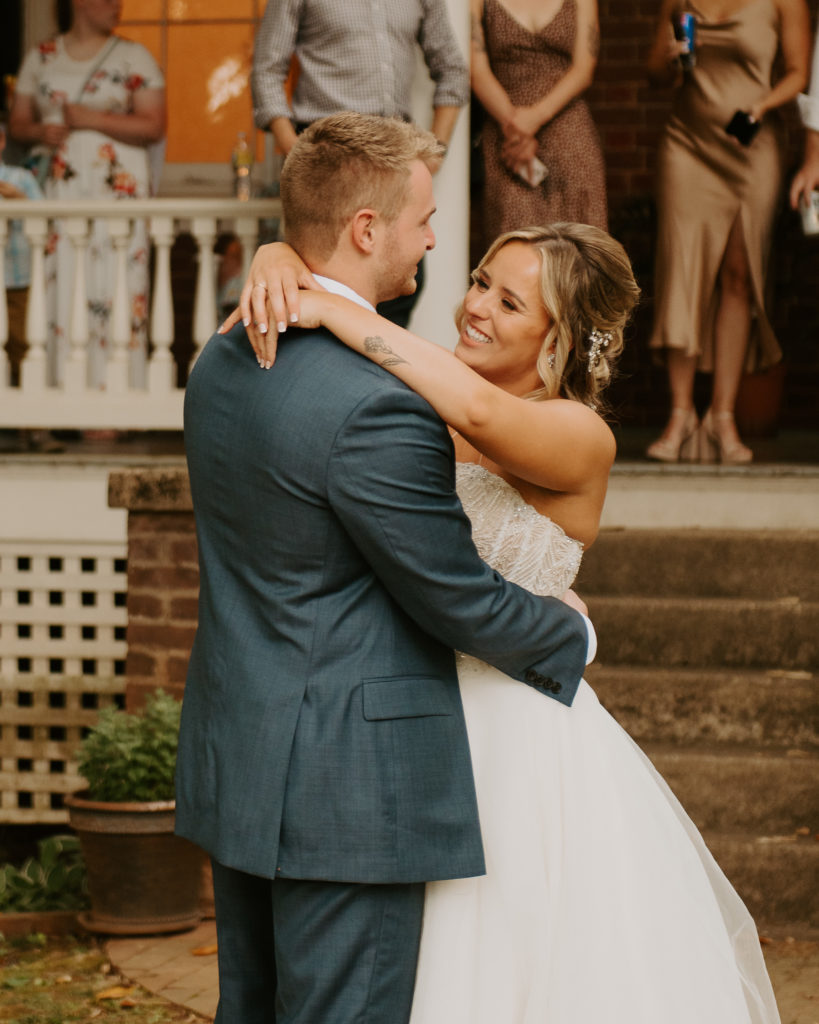 First dance at an intimate wedding in Bedford, Virginia