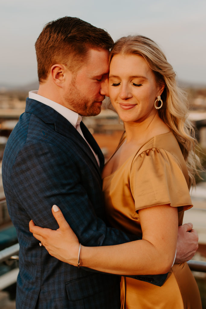 downtown roanoke engagement session on the rooftop bar