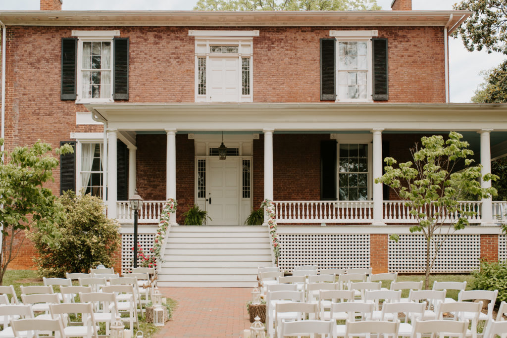 Intimate ceremony setup at the Avenel House in Bedford, Virginia