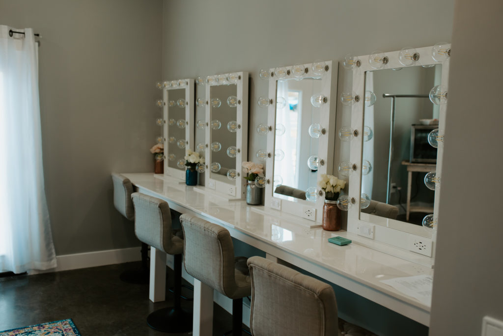 clean, bright and airy getting ready bridal suite at Greenwood Oaks Farm and Venue in Afton, Tennessee