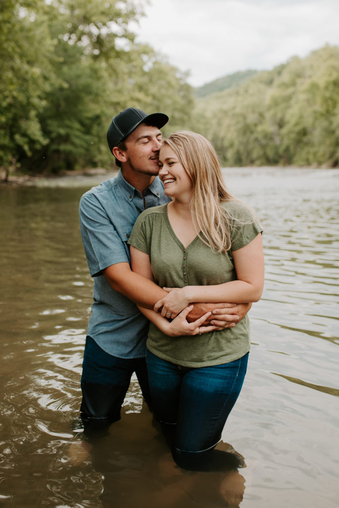 roanoke river engagement photos in the summer at sunset