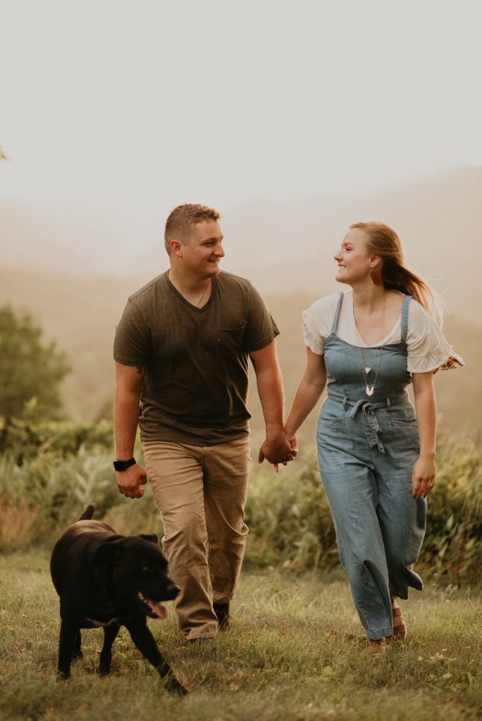 sunrise engagement photos at the saddle overlook in floyd, virginia
