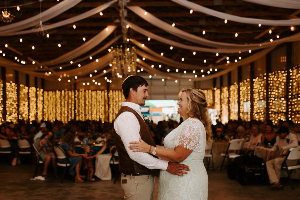 mother and son first dance at Virginia backyard wedding with farmhouse decor