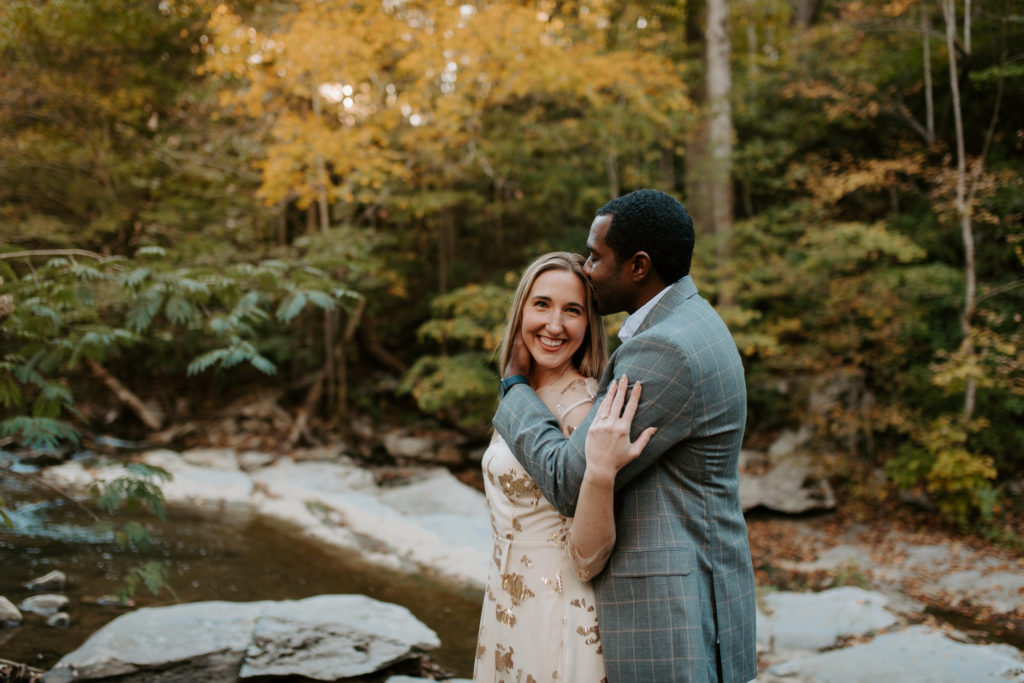 river engagement photos in Virginia during the fall