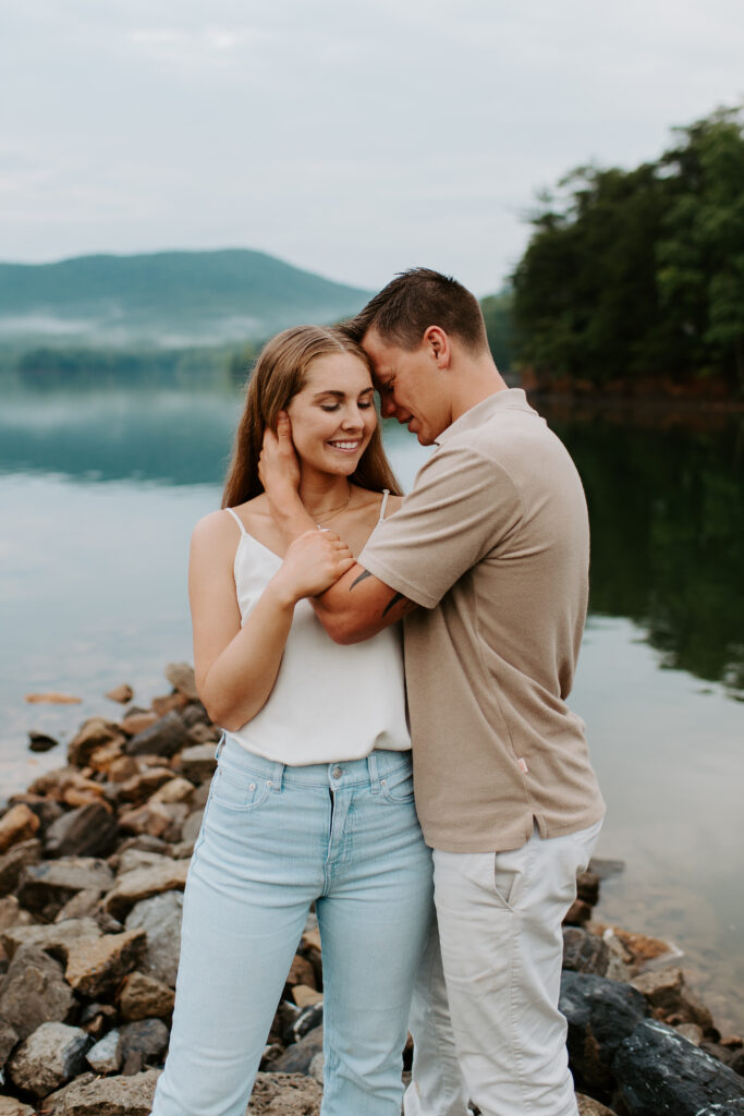 blue hour engagement session at Carvins Cove in Roanoke, VA
