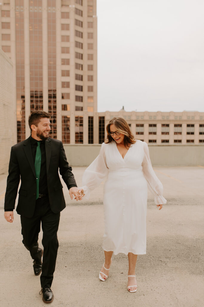 downtown Roanoke car garage engagement session
