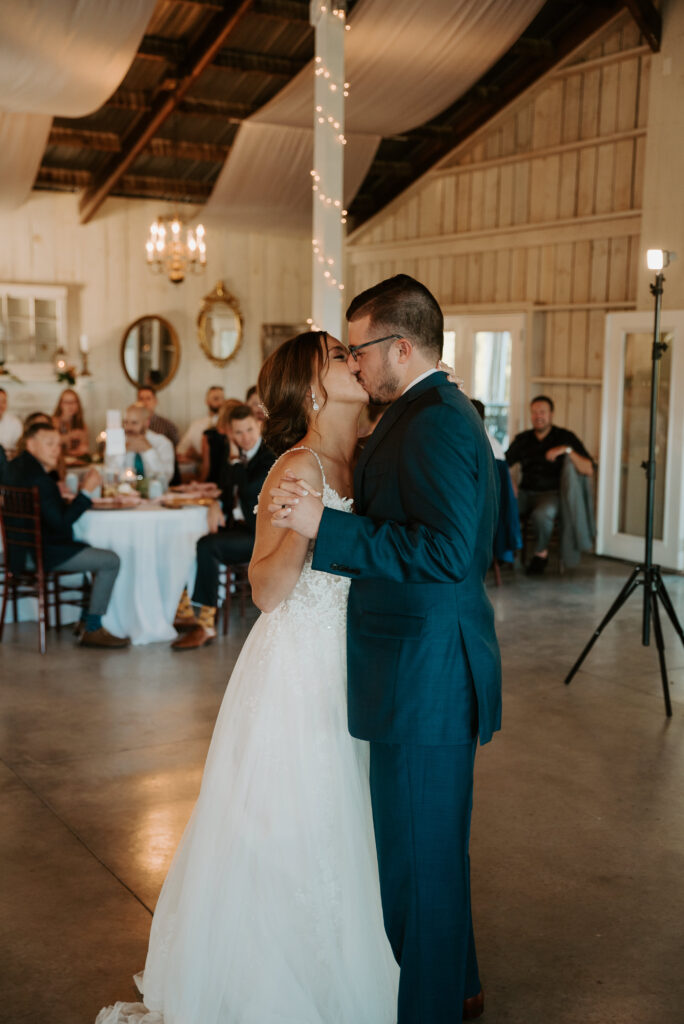rustic white barn reception first dance photos