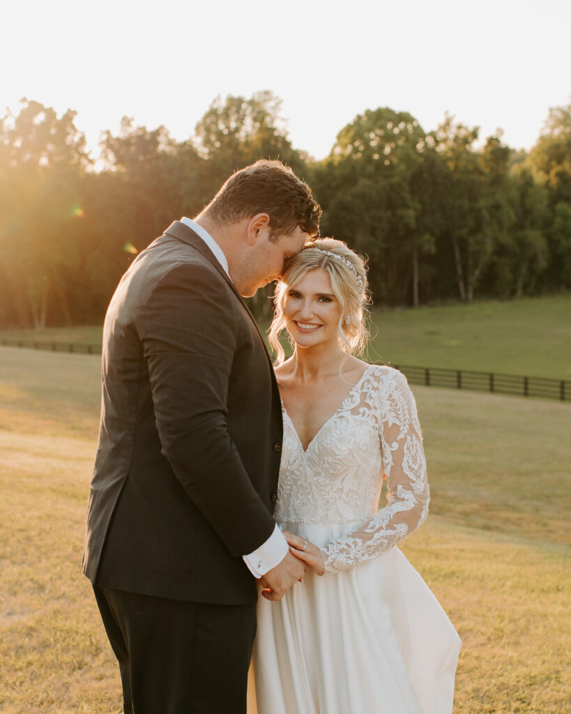 golden hour portraits of the bride and groom