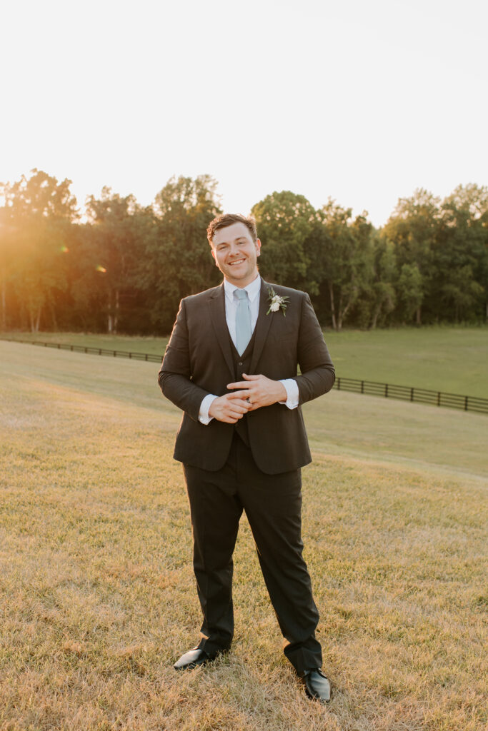 portrait of the groom at golden hour