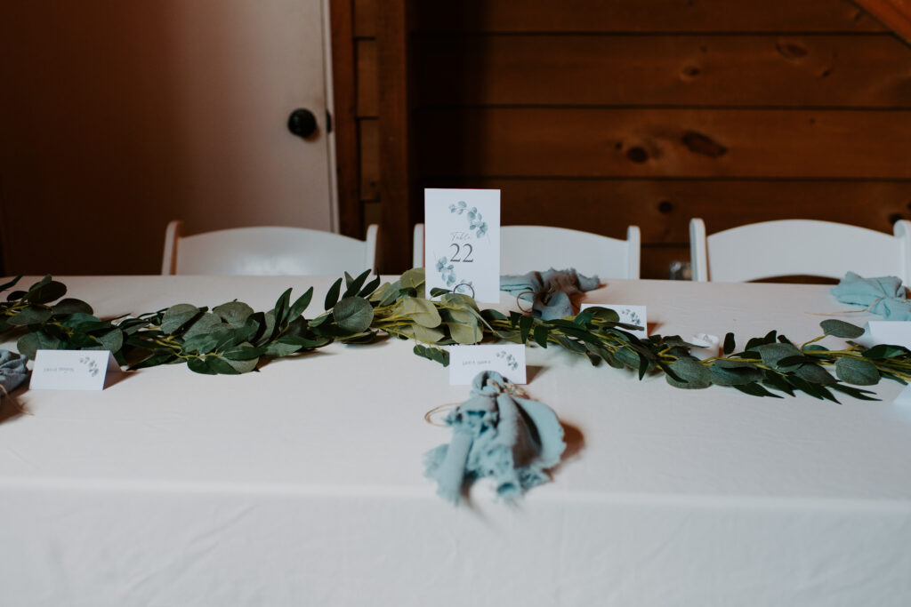 detail photo of the table number at the reception