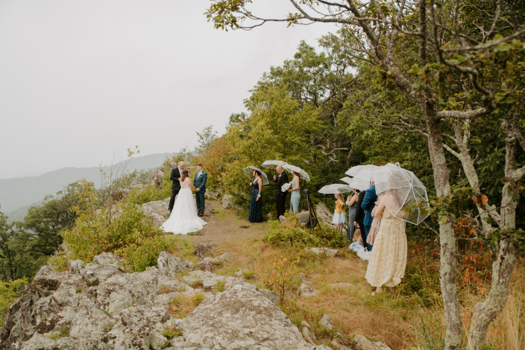 intimate summer elopement on Crescent Rock Overlook in Shenandoah National Park