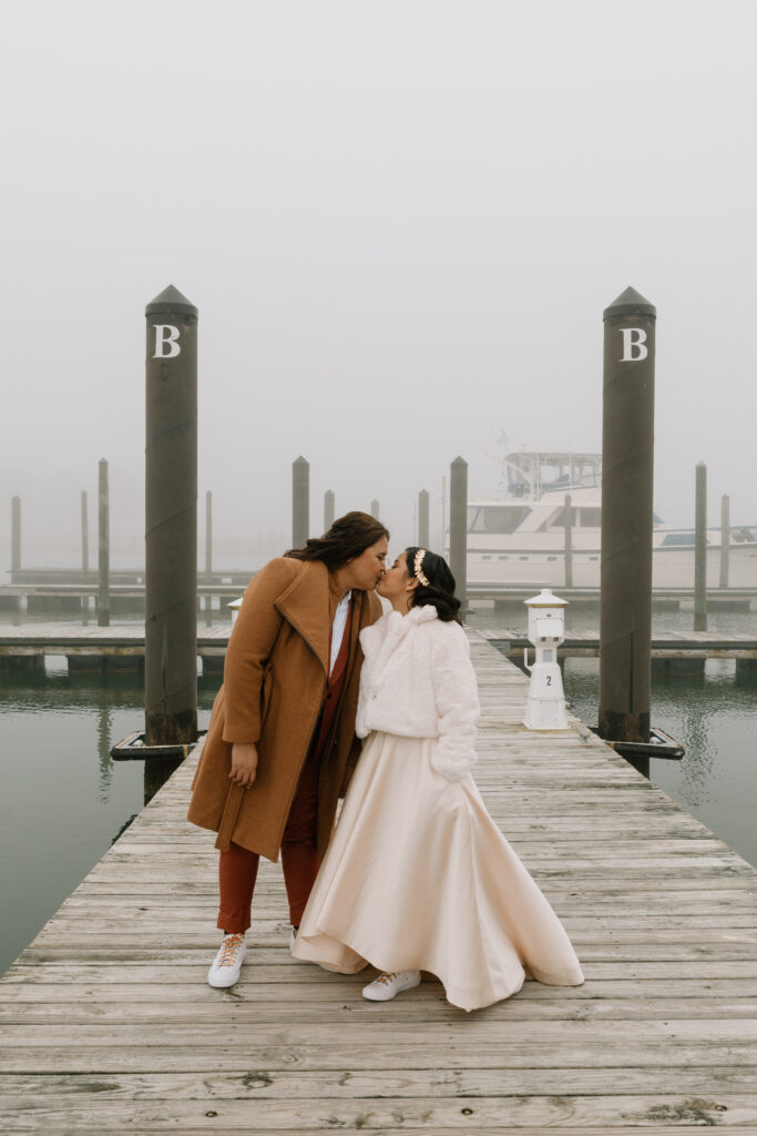 Cape Charles elopement photos on the pier
